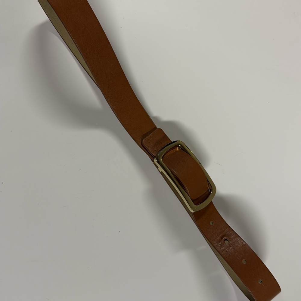 The Limited Tan Leather Belt with Gold Buckle